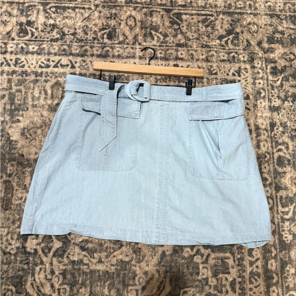 Eloquii Blue Mini Skirt with belt plus size - Picture 3 of 9